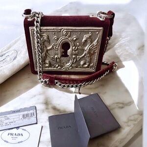 Prada NEW Lock Trunk Runway Bag Crossbody Metal Plate Authentic limited edition